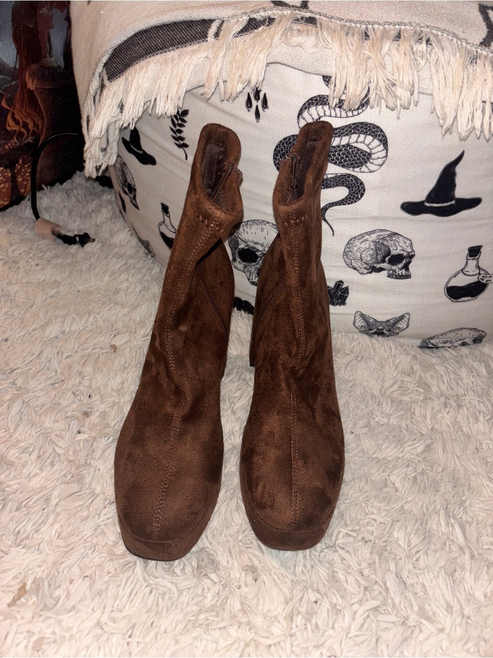 Forever 21 Brown Suede Ankle Booties with Side Zip